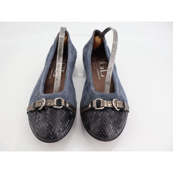 AGL Italy Monika Ballet Flat Women Size 36.5 6.5 Blue Leather Shoe Elegant Comfy - Picture 3 of 12